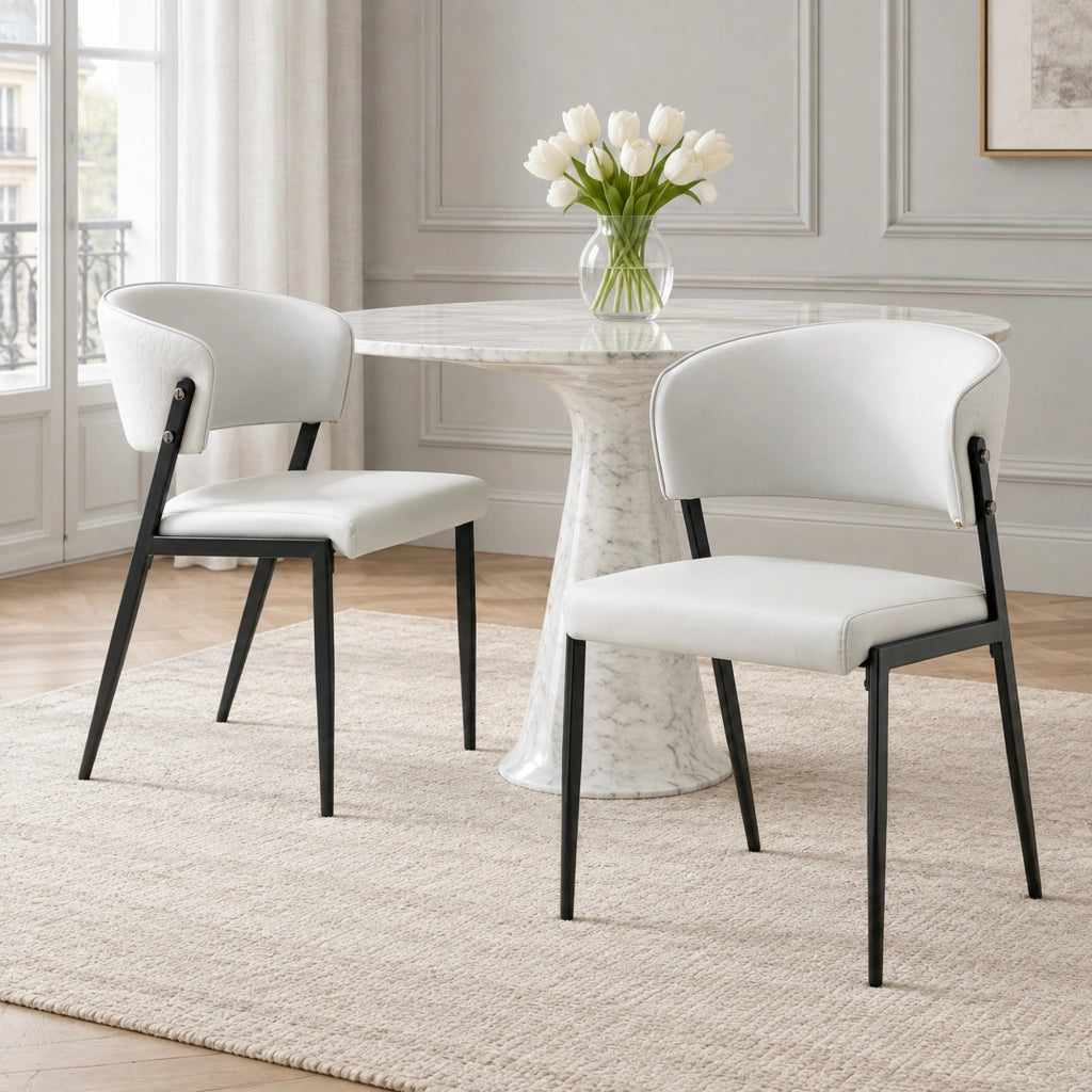 Set di 2 sedie da pranzo moderne grigio chiaro in PU