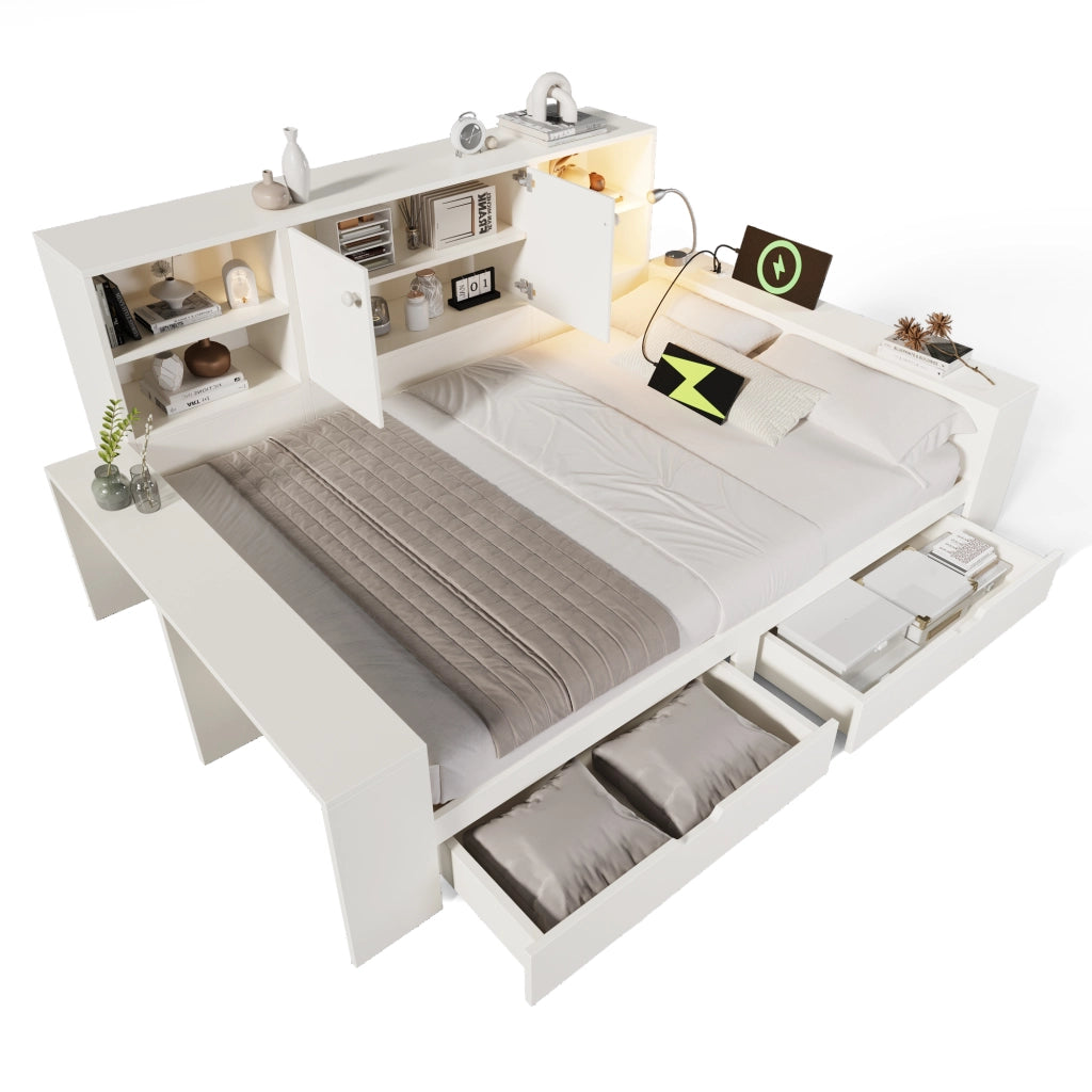 Letto con cassetti bianco 140 x 200 cm