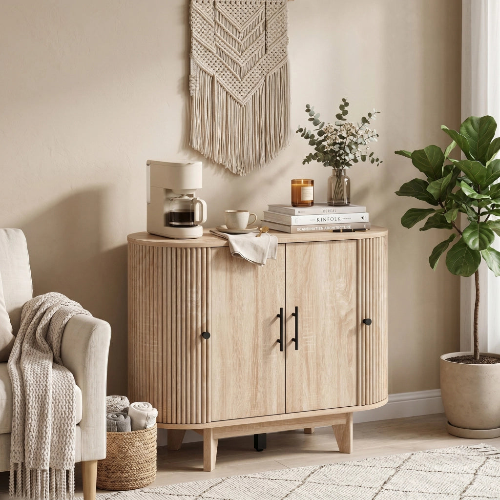 Buffet con 4 ante e ripiani regolabili ¨C Minimal ¨C Rovere 90x40x76