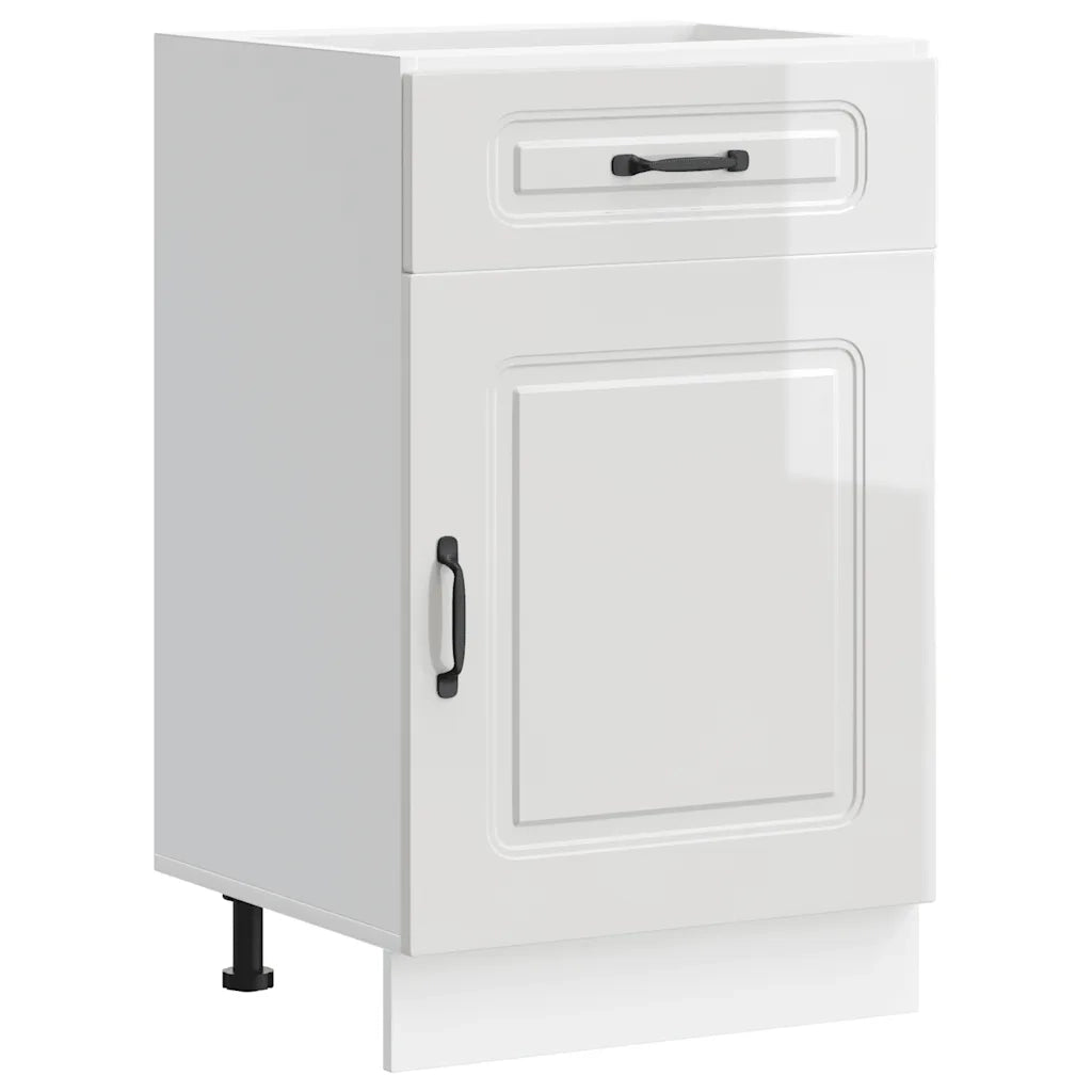 Mobile da cucina Kalmar 50 x 46 x 81,5 cm ampio spazio contenitivo piedini regolabili legno composito bianco lucido 02_0049902