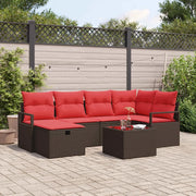 Set di divani con cuscino 7 pcs Marrone e Rosso polyrattan 3359193