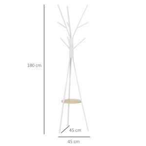 Mobile ingresso con 3 aste e 8 ganci - per ingresso - in metallo e MDF - 45×45×180 cm - bianco
