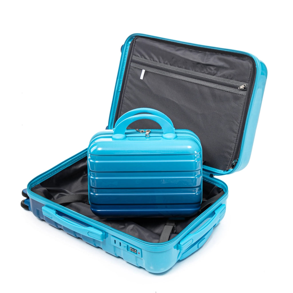 Set valigie 2 pezzi con spinner in PC, blu, con lucchetto a combinazione e beauty case 14
