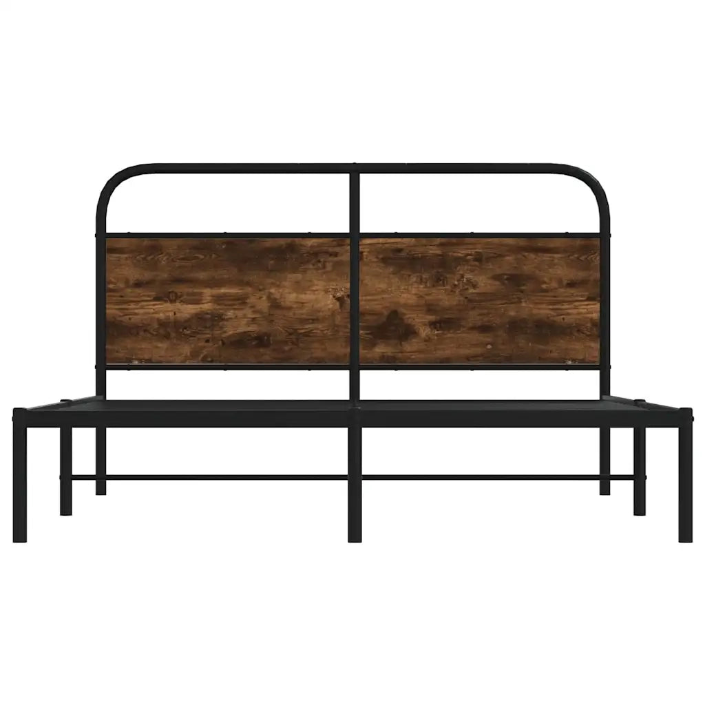 Letto matrimoniale | Letto per adulti | Giroletto senza Materasso Rovere Fumo 135x190 cm in Truciolato