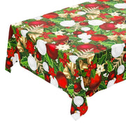 Tovaglia Cucina Natalizia Campanelle Palline Natale Plastificata Antimacchia Moderna - 140x160 Cm