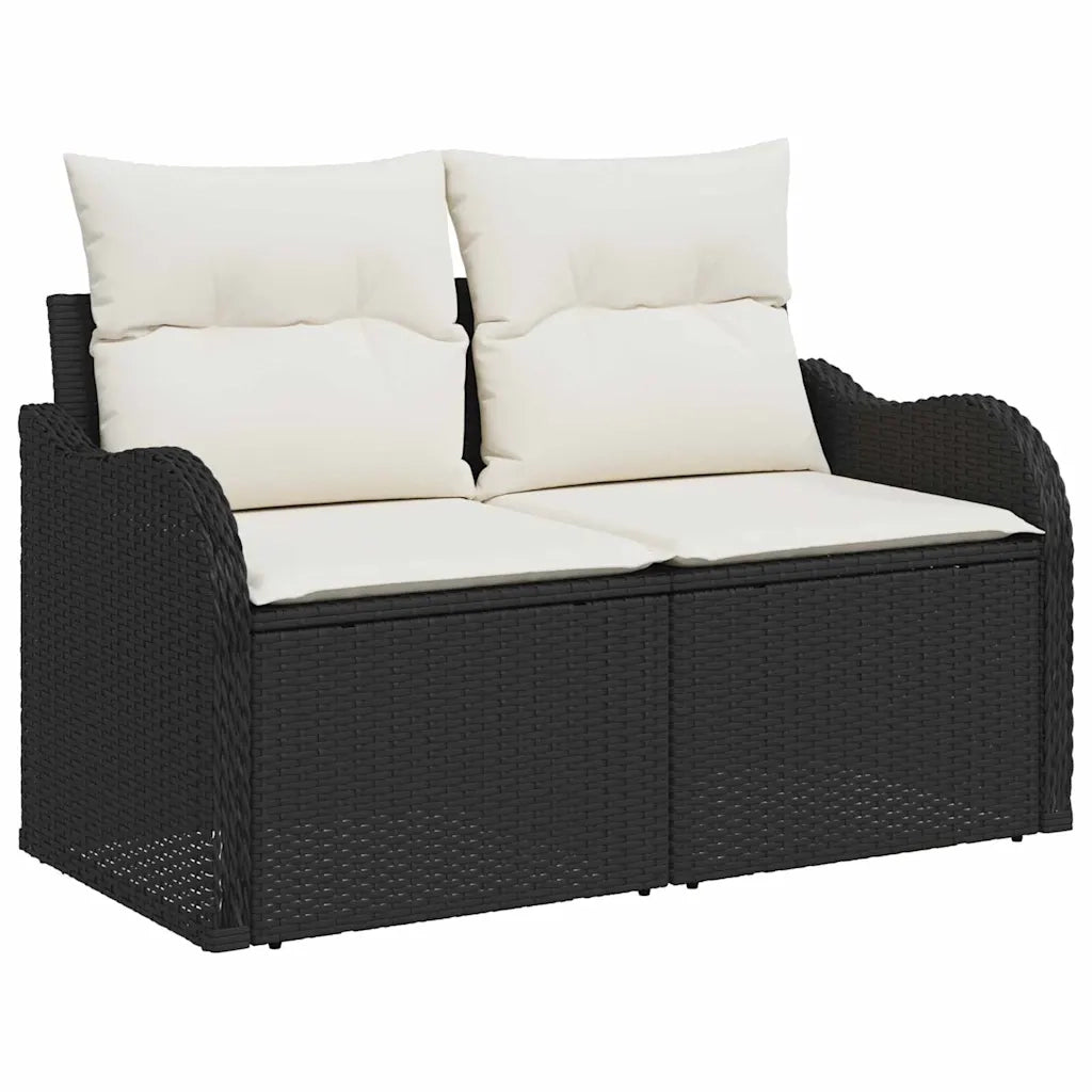 Set Divano da Giardino con archiviazione 6 pcs Nero polyrattan