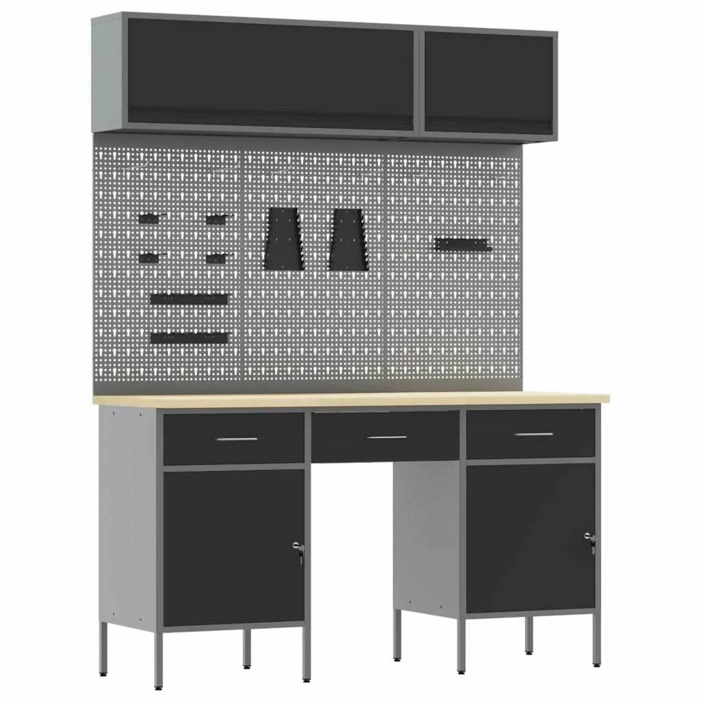 Set di mobili da lavoro con cassetto con lo scaffale 8 pcs Nero 3321456