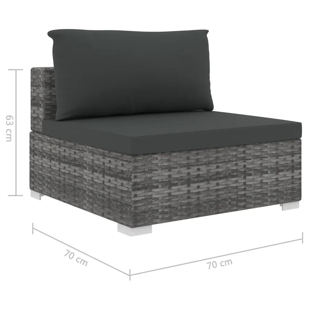 Set Divani da Giardino 11 pz con Cuscini in Polyrattan Grigio 48321