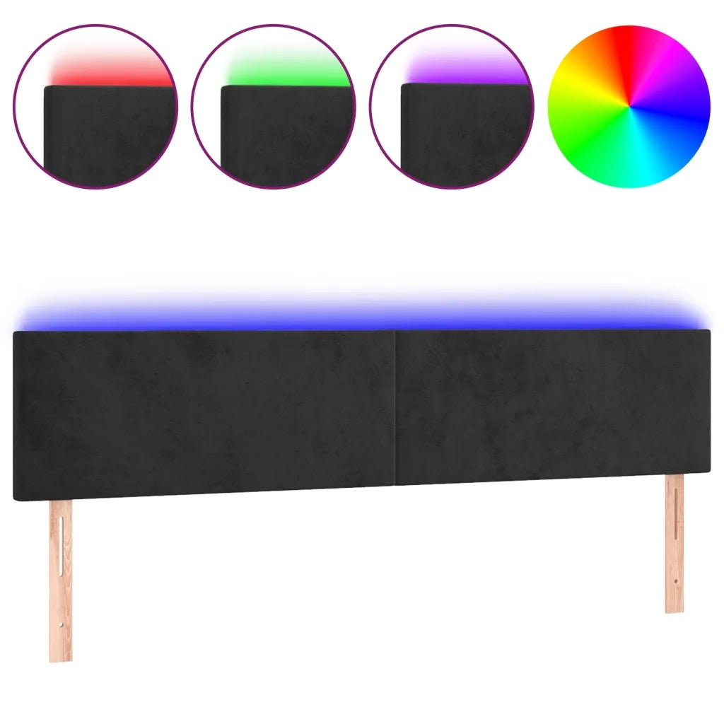 Testiera a LED-Testata con LED Nera 200x5x78/88 cm in Velluto 878248
