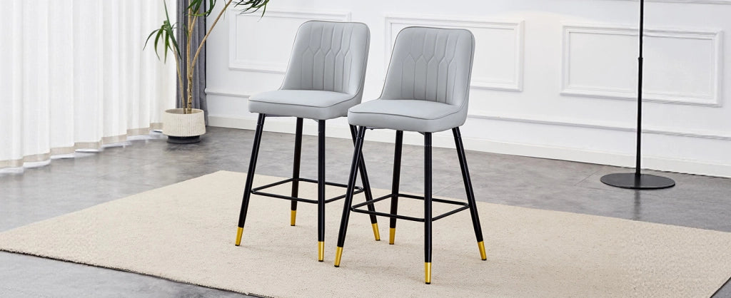 SGABELLO Set da 2 pezzi 100 cm in PU grigio chiaro e metallo nero