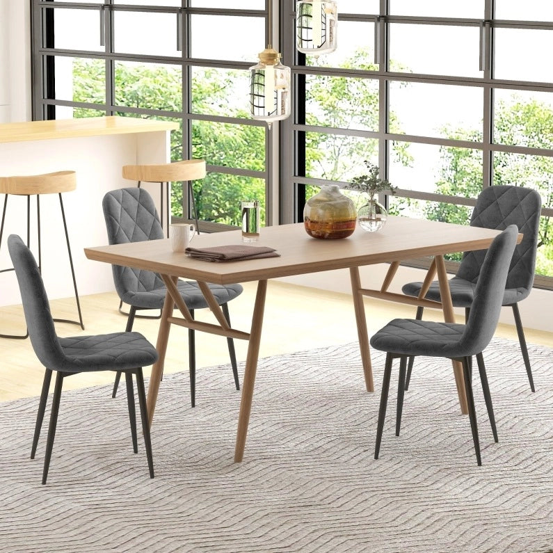 Set 4 Sedie da Pranzo Grigie con Schienale in Acciaio