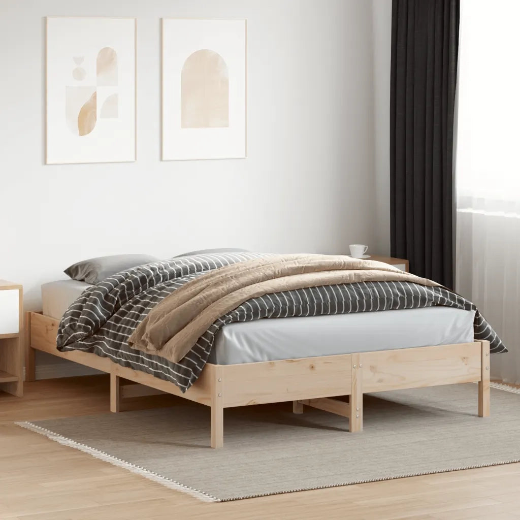 Letto senza Materasso-Struttura Letto 140x200 cm in Legno Massello di Pino 399384