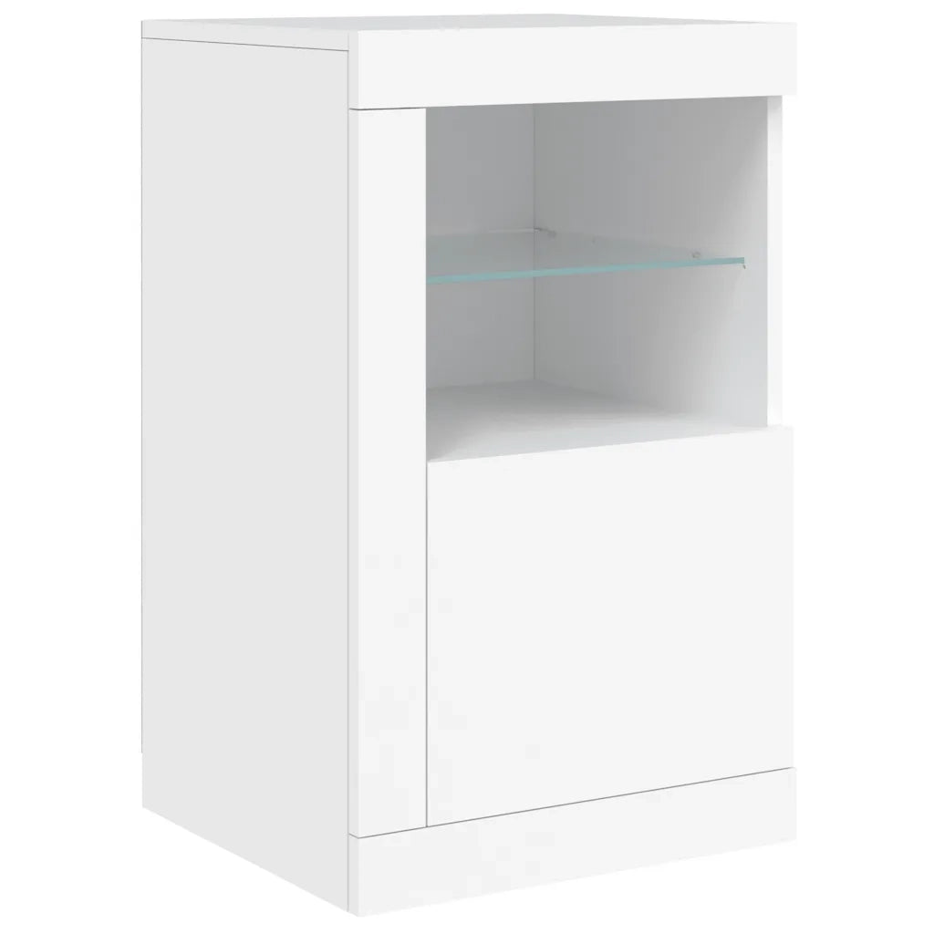 Armoire latérale avec éclairage LED blanc bois d'ingénierie