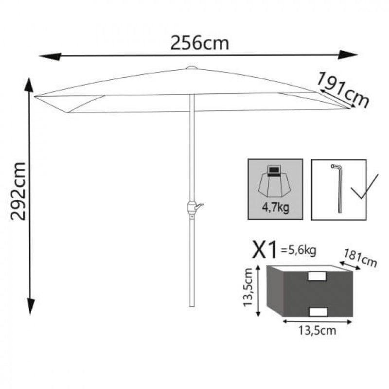OMBRELLONE POLY ECO 2 X 3 BIANCO
