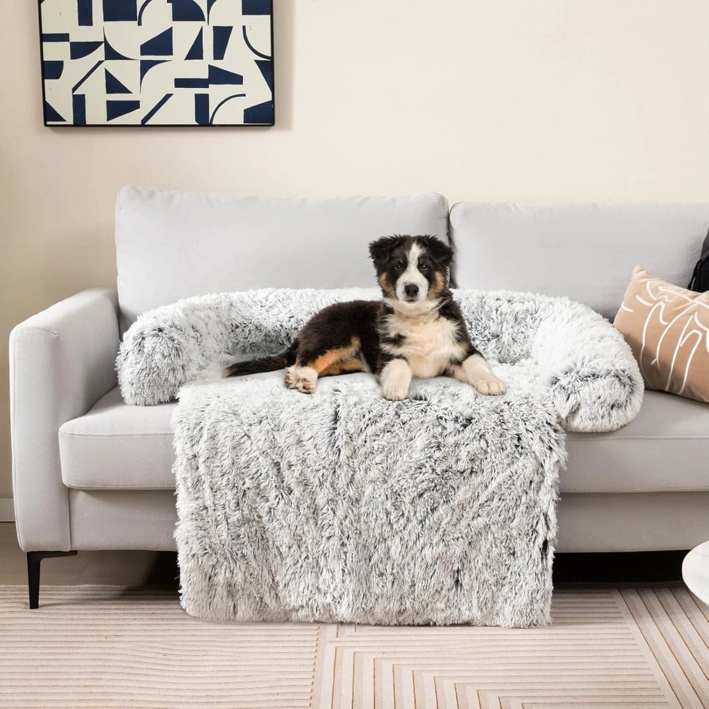 Cuccia per Cani in Peluche, Tappettini da Letto per Cani con Fondo Antiscivolo, Copertura Rimovibile e Lavabile, Cuscino Morbido (M, bianco)