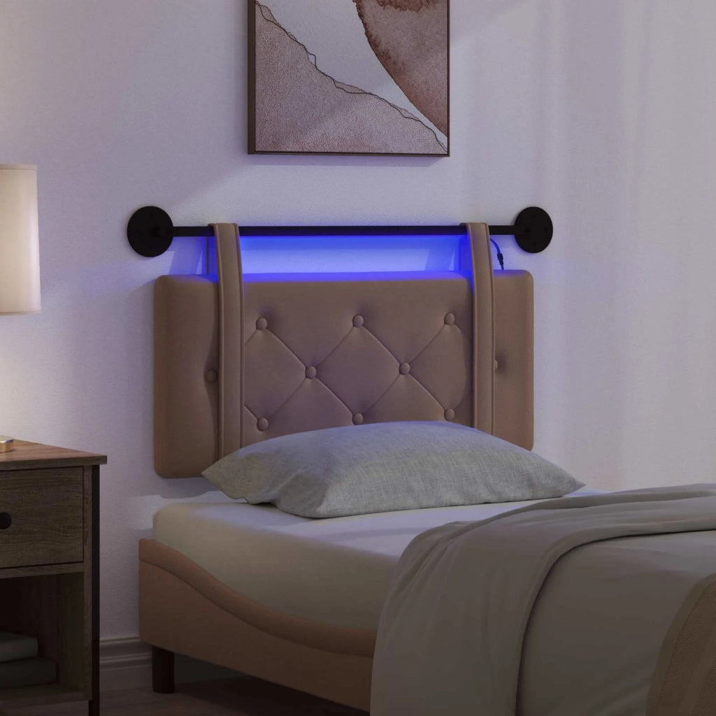 Testiera | Testata sospesa Con luce LED Cappuccino Similpelle