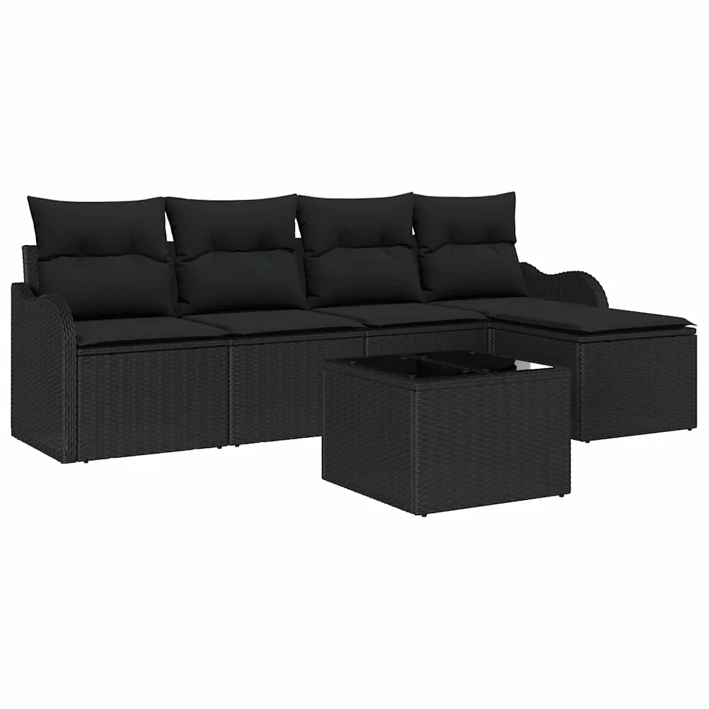 Set Divano da Giardino con cuscino 6 pcs Beige Poly Rattan