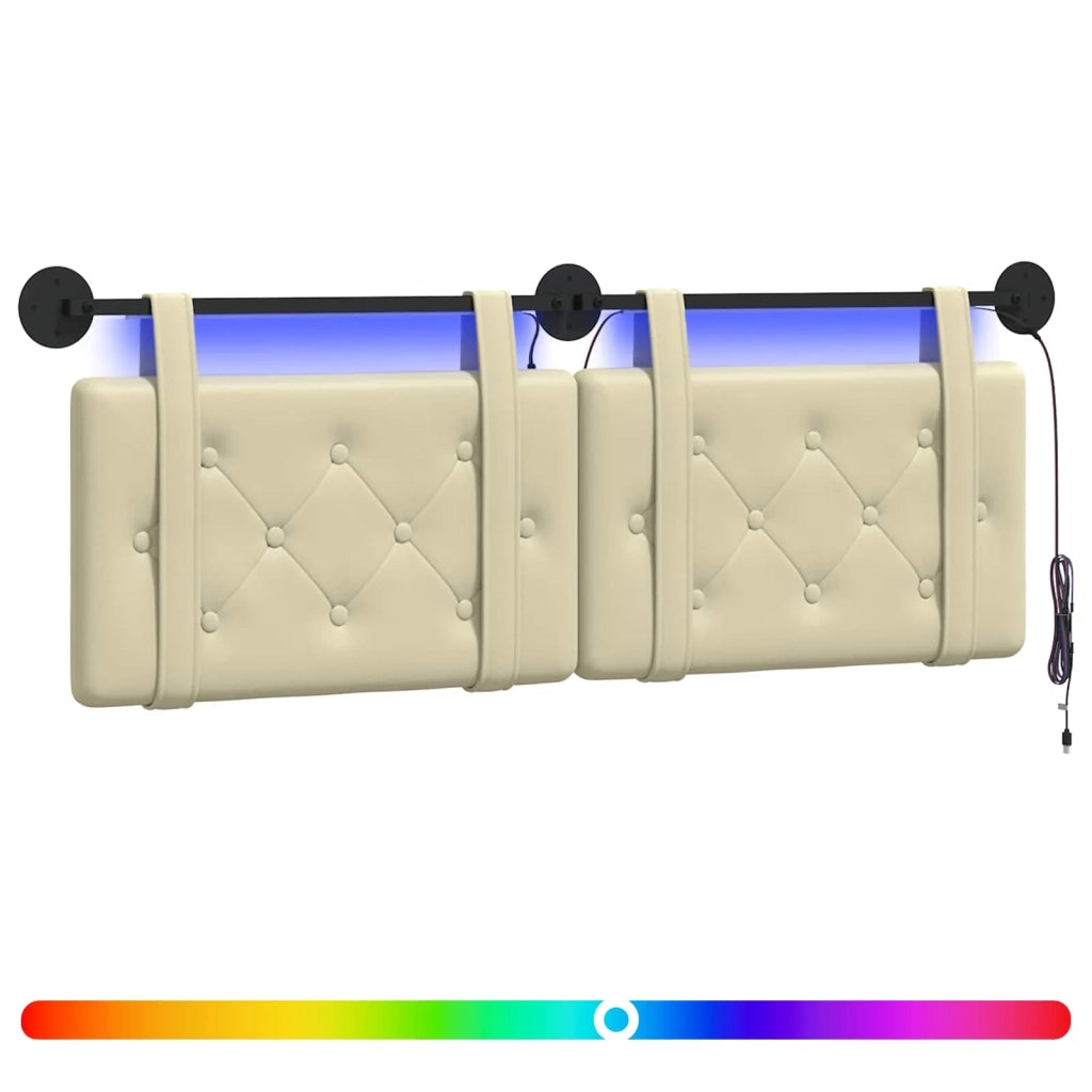 Testiera | Testata sospesa Con luce LED Crema Similpelle