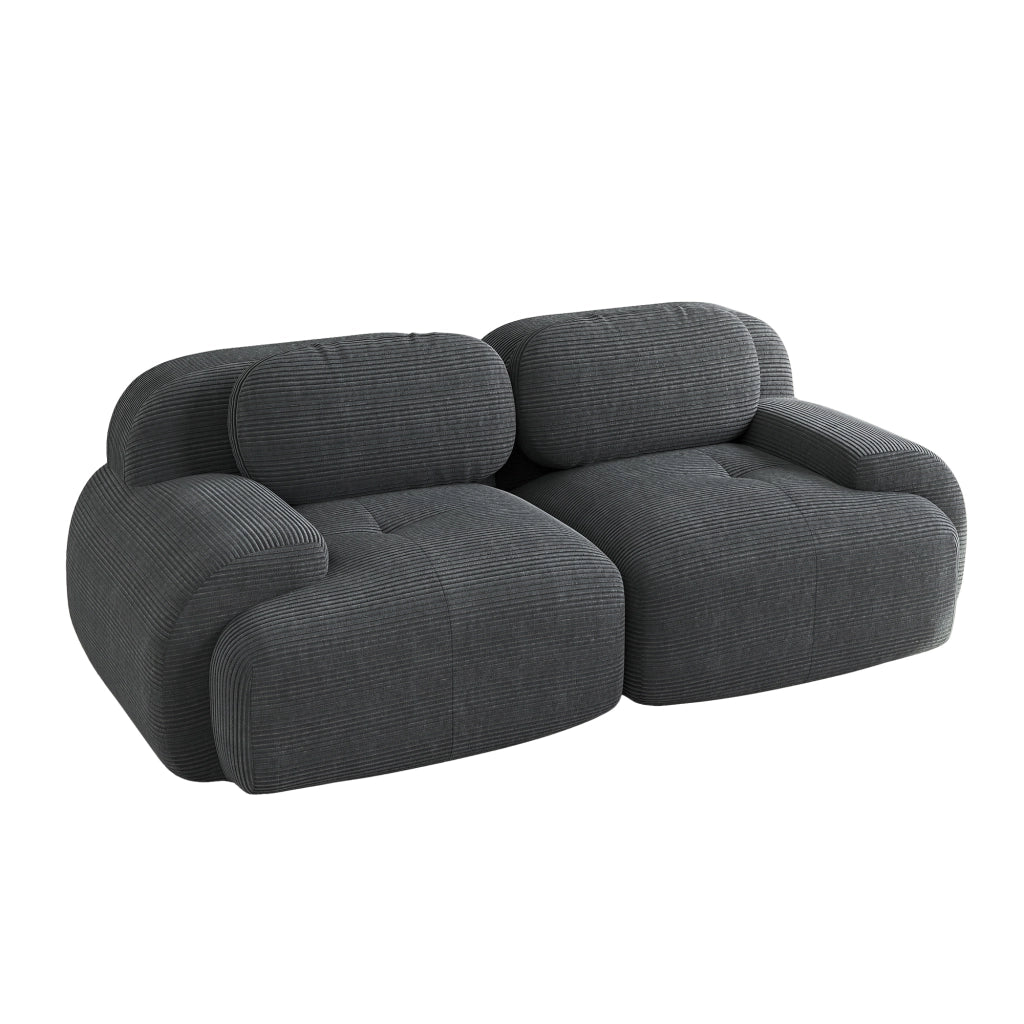 Divano 2 Posti in Tessuto a Coste Modulare con Braccioli ¨C MINIMAL ¨C Grigio