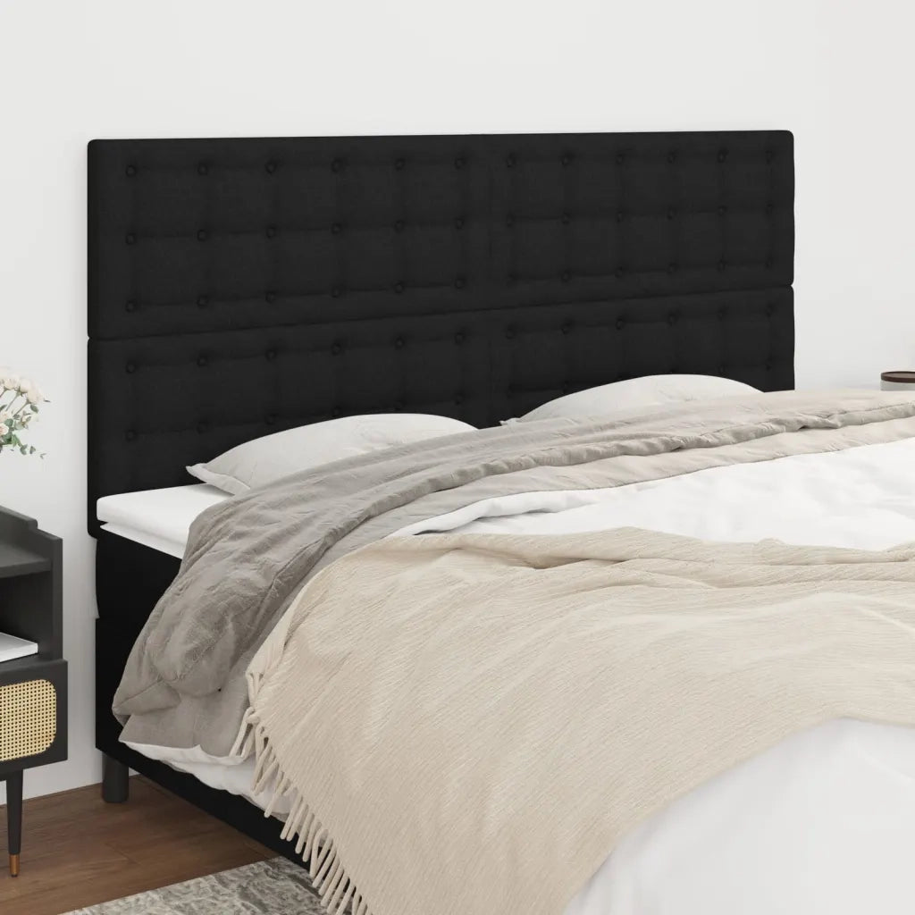 Testiera | Testata Nera 160x5x118/128 cm Tessuto