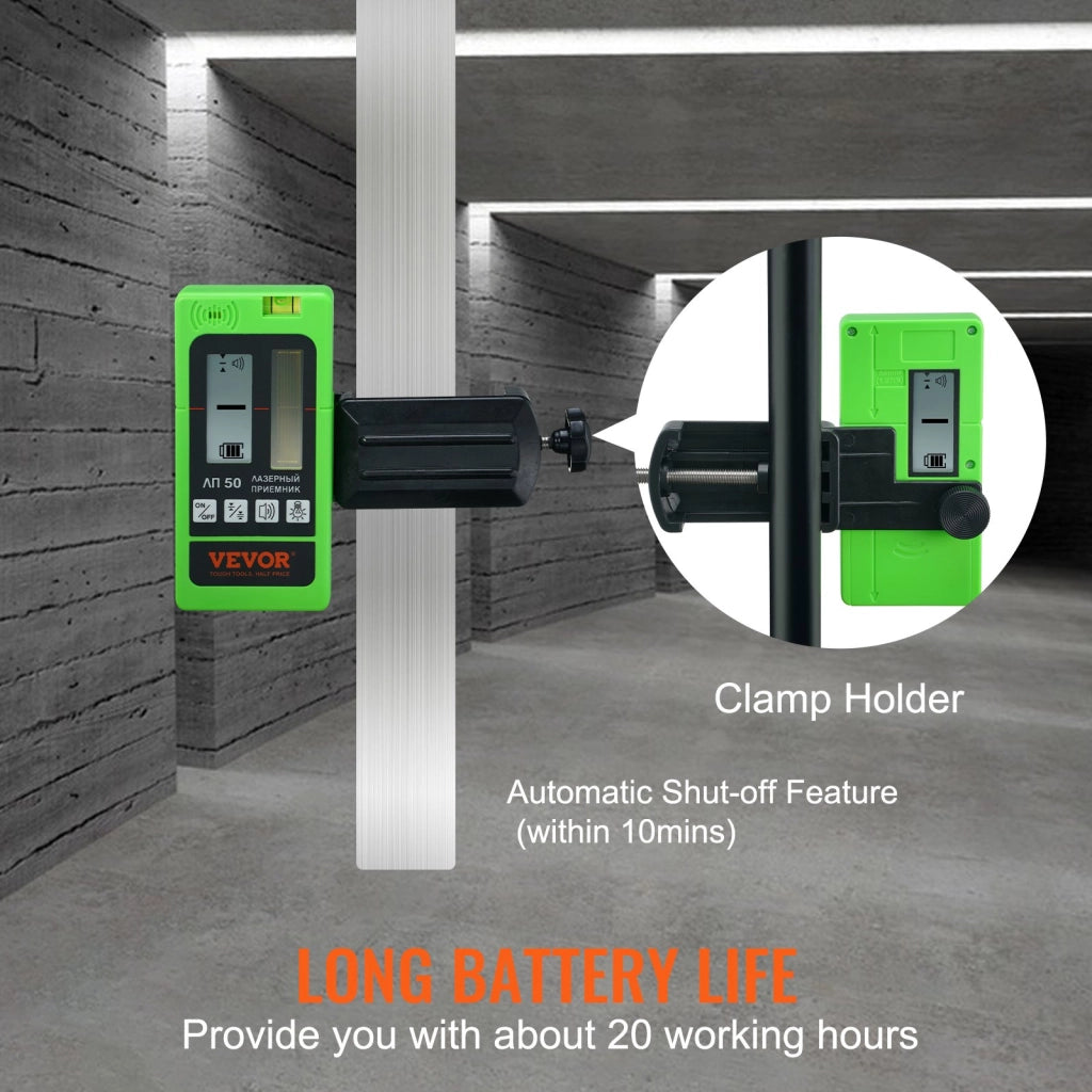 Ricevitore Laser per Livella YAM0186 Campo 60m Raggio Verde Rosso con Morsetto Doppio Display LCD Segnale Acustico Regolabile per Bricolage Fai da Te