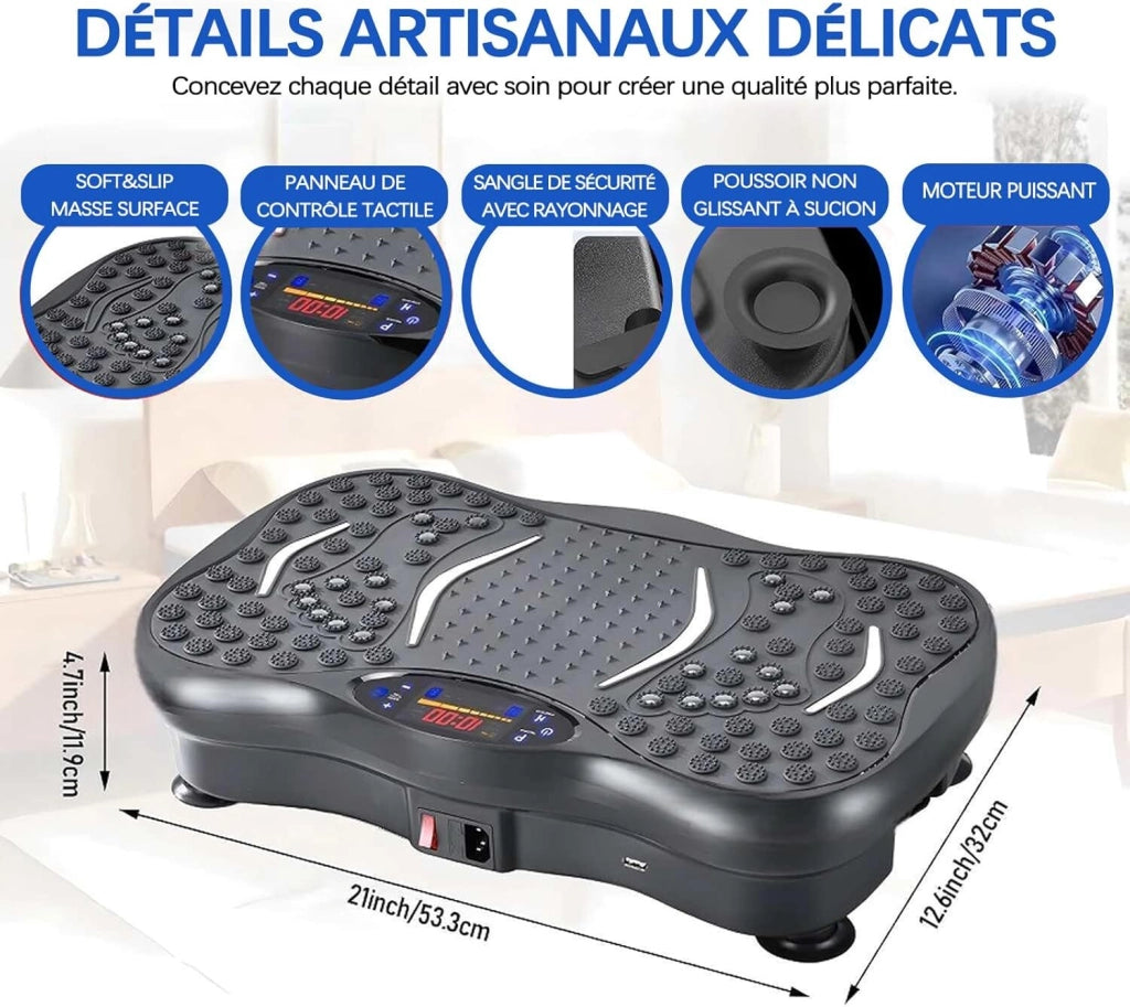 Piattaforma vibrante fitness Bluetooth 5 programmi 99 livelli 2 fasce elastiche e telecomandonero