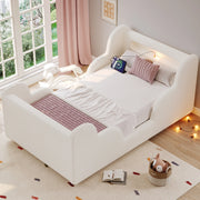 Letto per bambini 90x200 cm Bouclé beige con USB e luce