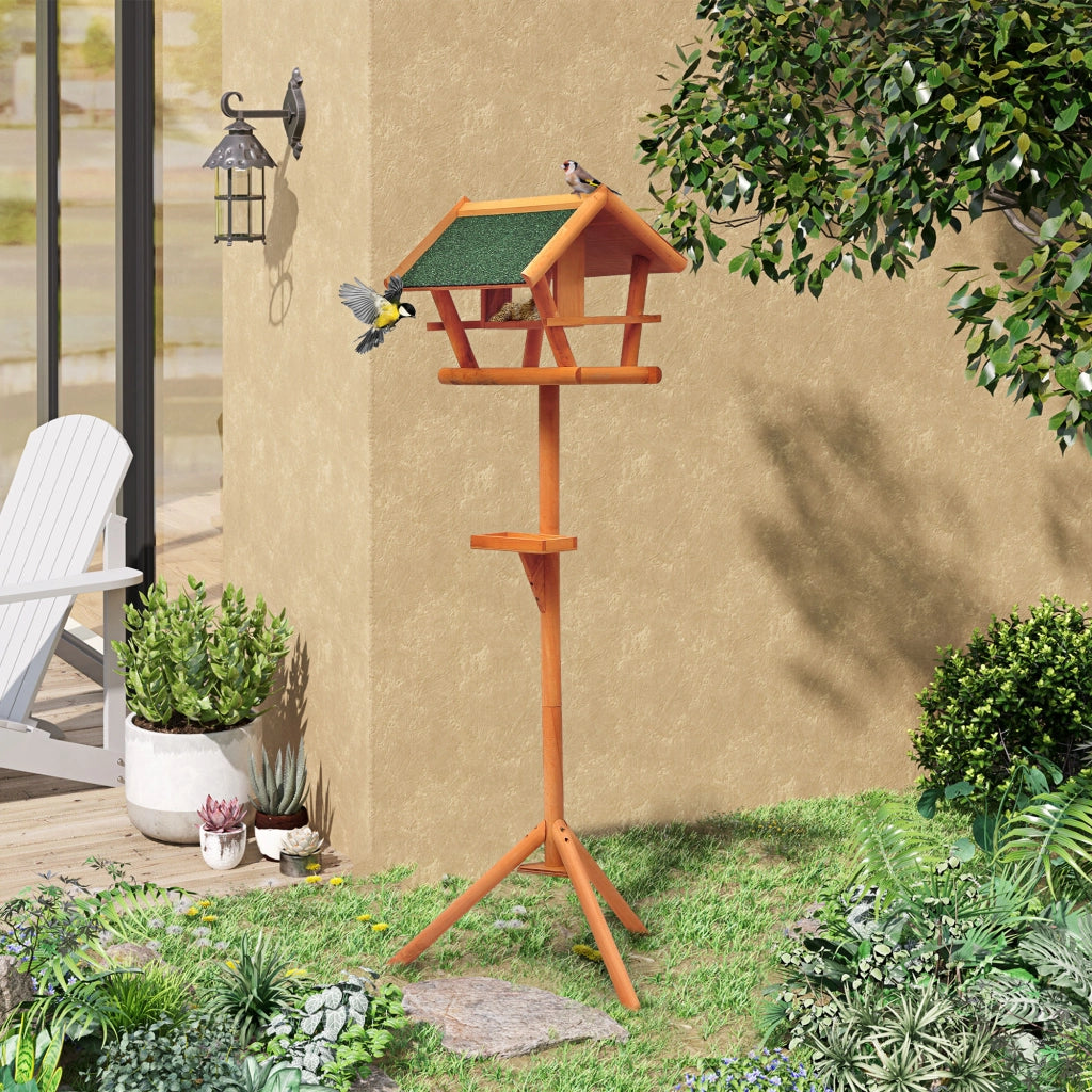 Mangiatoia per Uccelli Selvatici su Piedistallo in Legno Casetta Nido da Giardino per Esterno Resistente alle Intemperie 150 cm