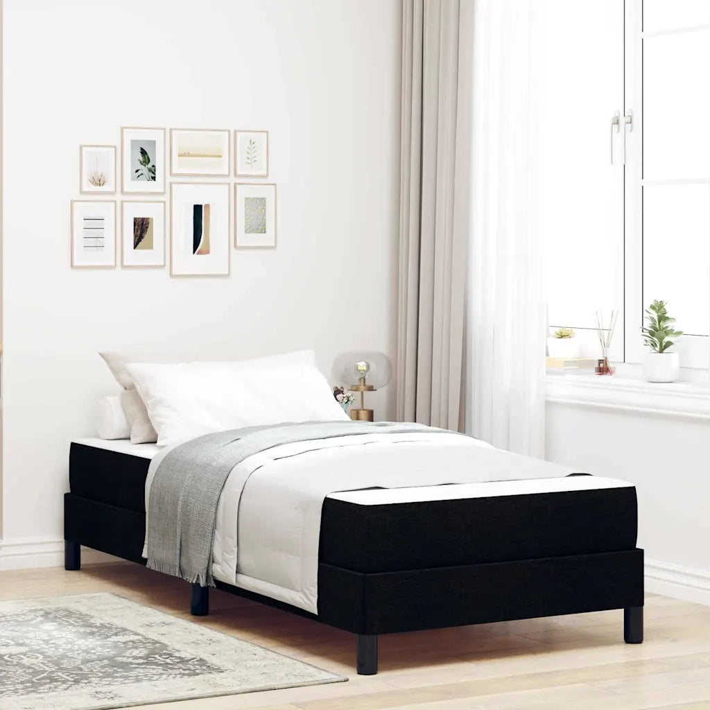 Letto a molle con materasso Nero 80 x 200 cm Tessuto