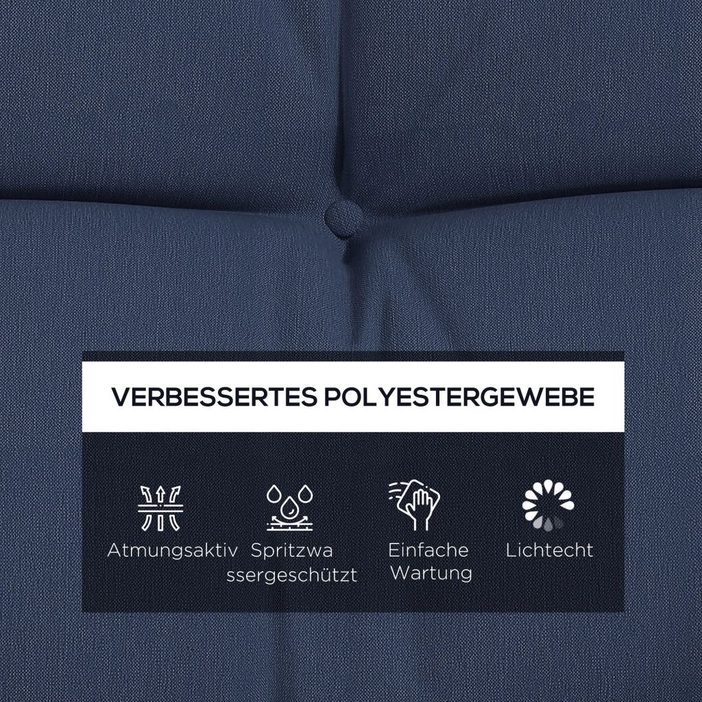 Set 4 Cuscini per Sedie ¨C Xylo ¨C 150x50cm Blu Navy Impermeabile con Lacci
