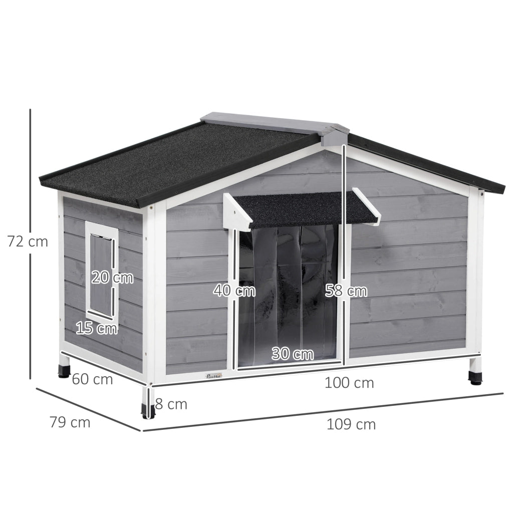 Cuccia per cani con tetto in asfalto apribile in legno nera 109 × 79 × 72 cm per cani fino a 20 kg