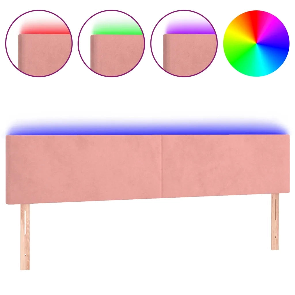 Testiera a LED-Testata con LED Rosa 160x5x78/88 cm in Velluto 968191