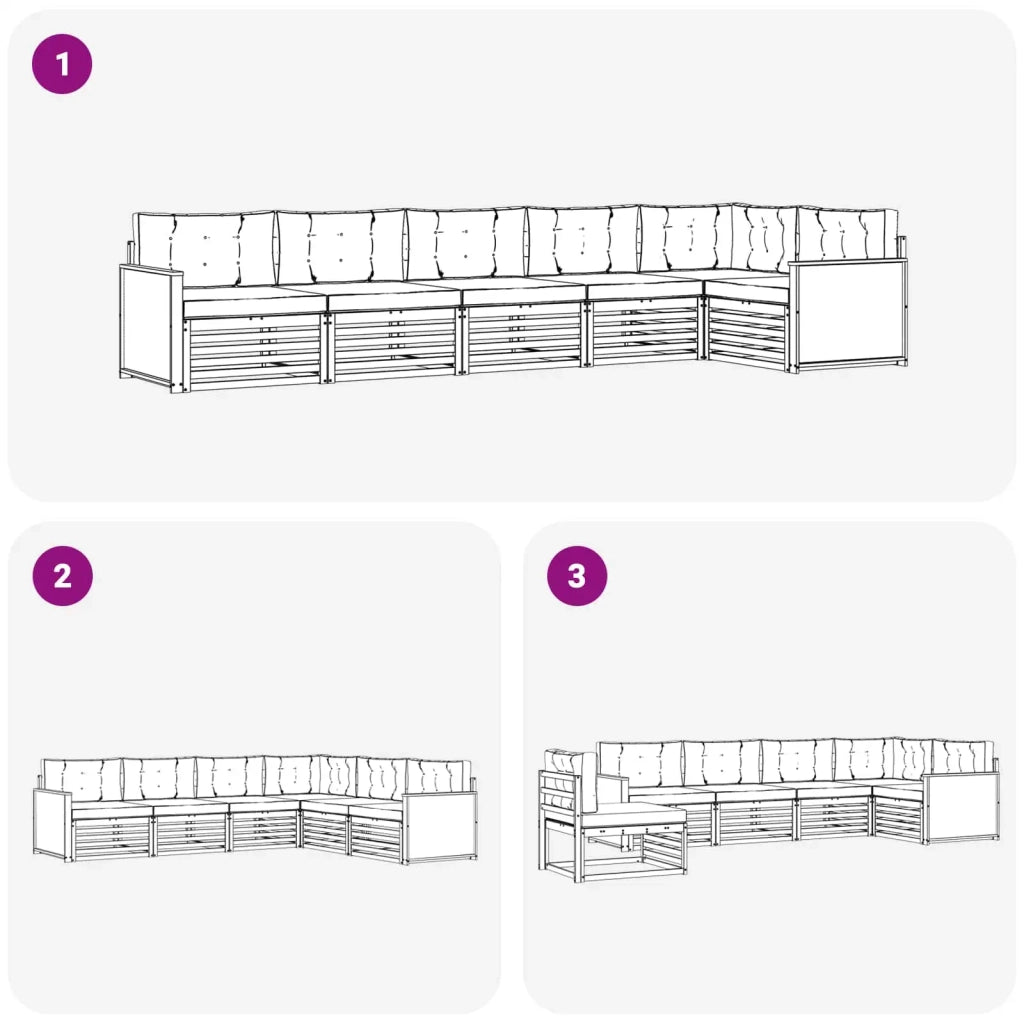 Set di divani da esterno 6 pz Naturale e Antracite Poliestere 3383405