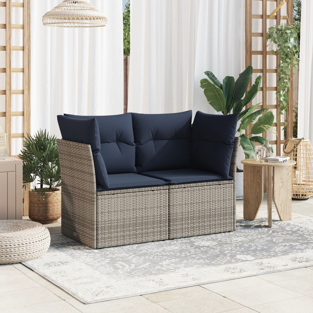Divano da Giardino con Cuscini 2 Posti Grigio in Polyrattan 366164