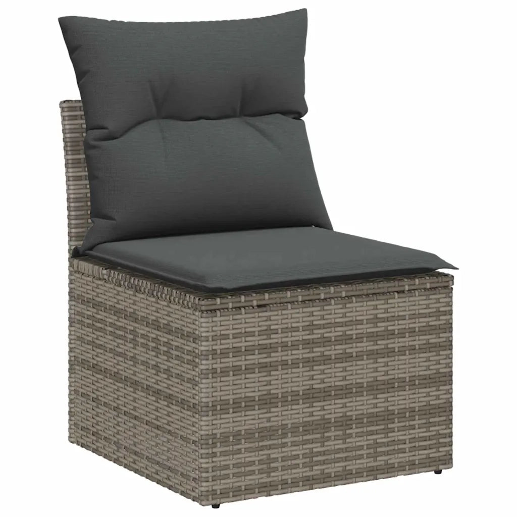 Set Divano da Giardino con cuscino 13 pcs Grigio Poly Rattan