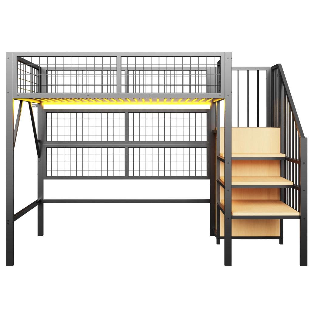 Letto a castello funzionale metallo nero 90x200 cm