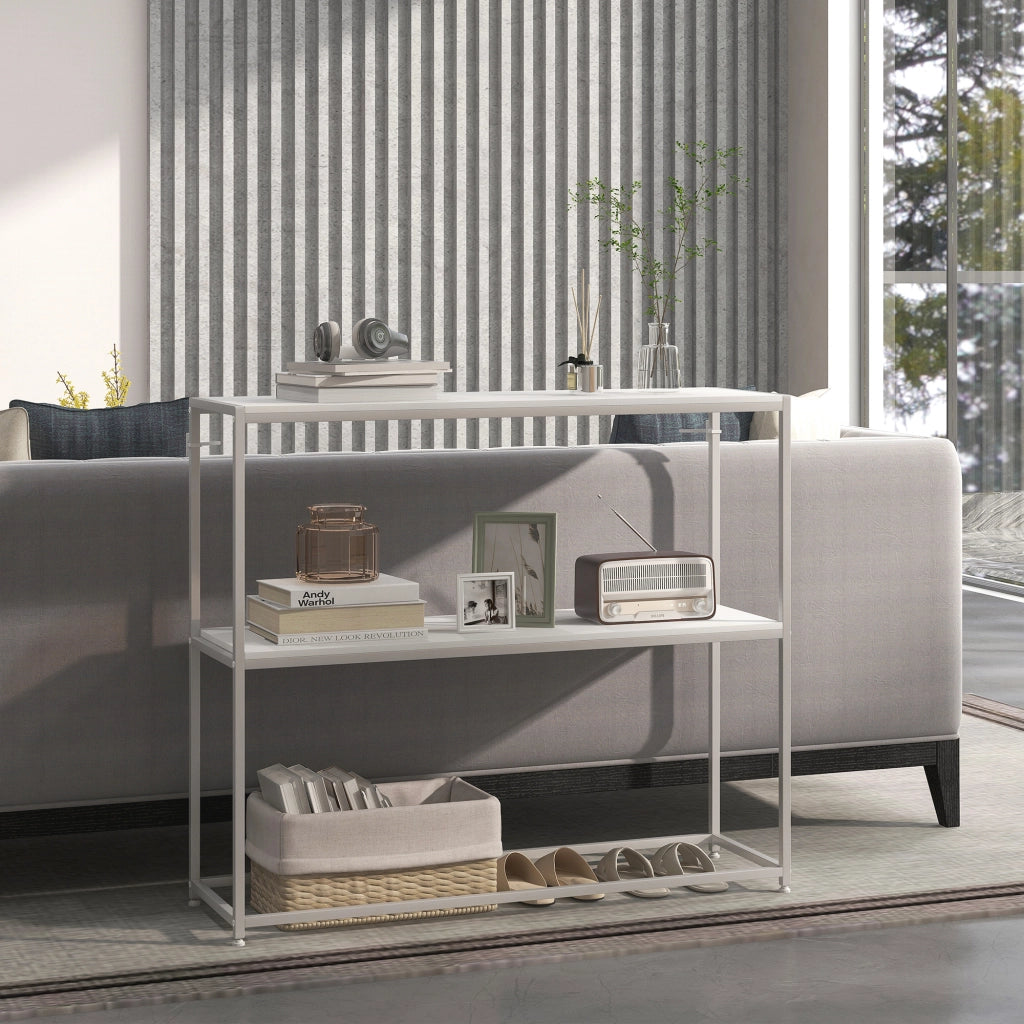 Consolle ingresso moderna ¨C Xylo ¨C acciaio bianco 2 ripiani 100x30x87