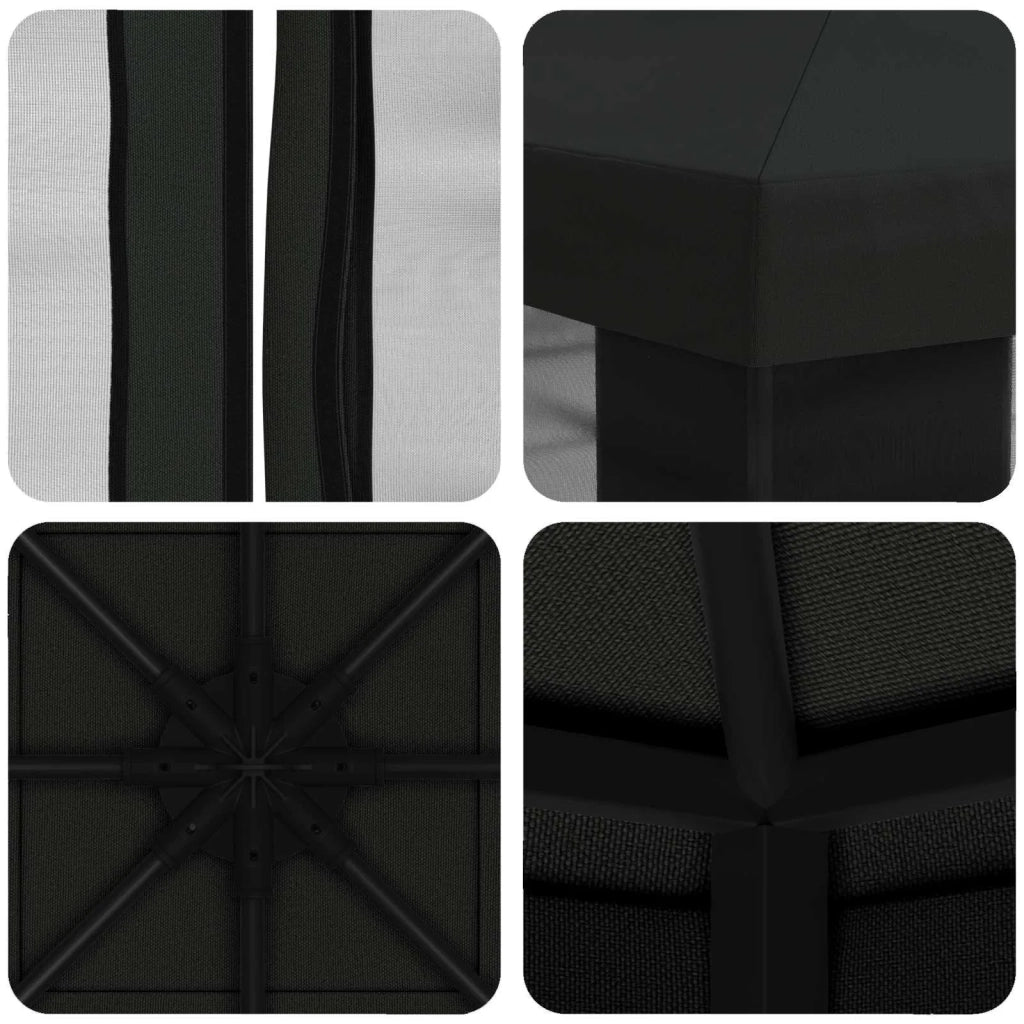 Gazebo da giardino con pareti laterali 3 x 3 m Nero 900370