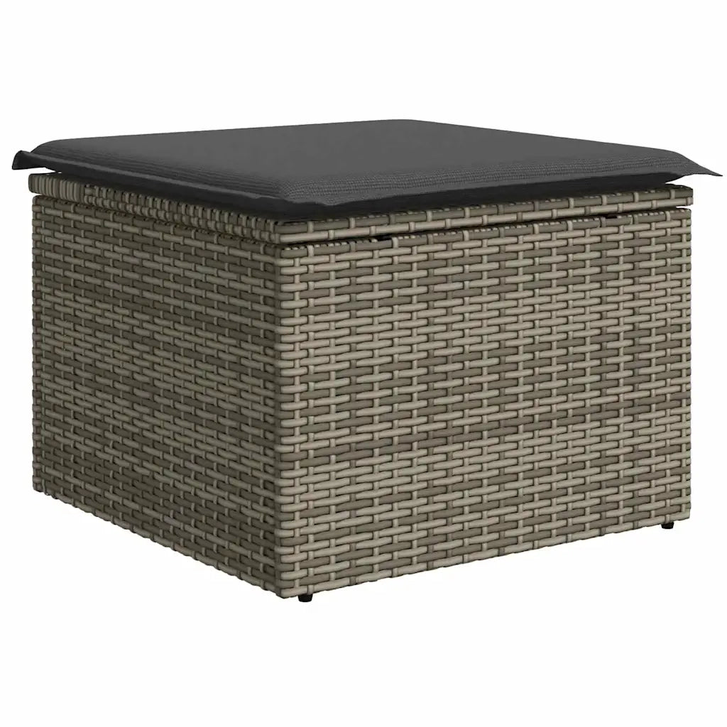 Set Divano da Giardino 9 pcs Grigio Poly Rattan
