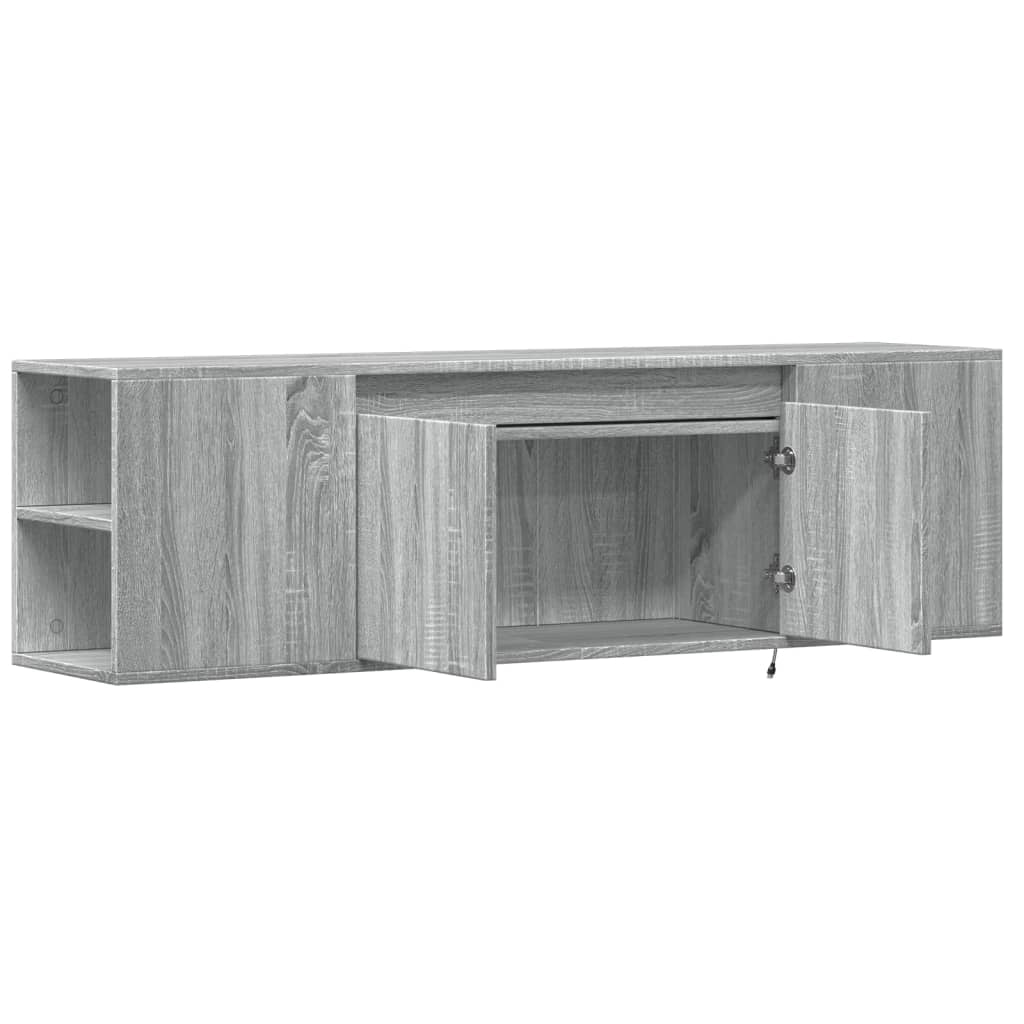 Mobile TV multimediale mensola TV credenza mobile TV parete attrezzata per sala da pranzo soggiorno camera da letto con luci LED Sonoma 135 x 31 x 39,5 cm grigio 02_0028041