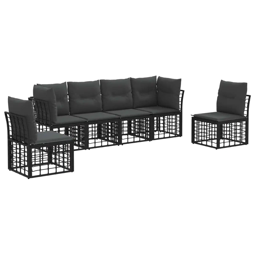 Set di divani da esterno | Set Salotto da Giardino Nero Poliestere