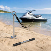 Sand Anchor For Beach And Sandbank, 45 Cm Screw Anchor Made Of 316 Stainless Steel With Removable Handle, Bungee Cord And Carrying Bag, For Jet Ski, PWC, Pontoon Kayak