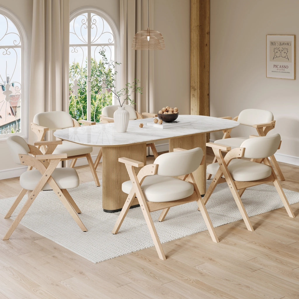 SEDIA PIEGHEVOLE DA PRANZO Set da 2 pezzi Legno massello Beige con braccioli