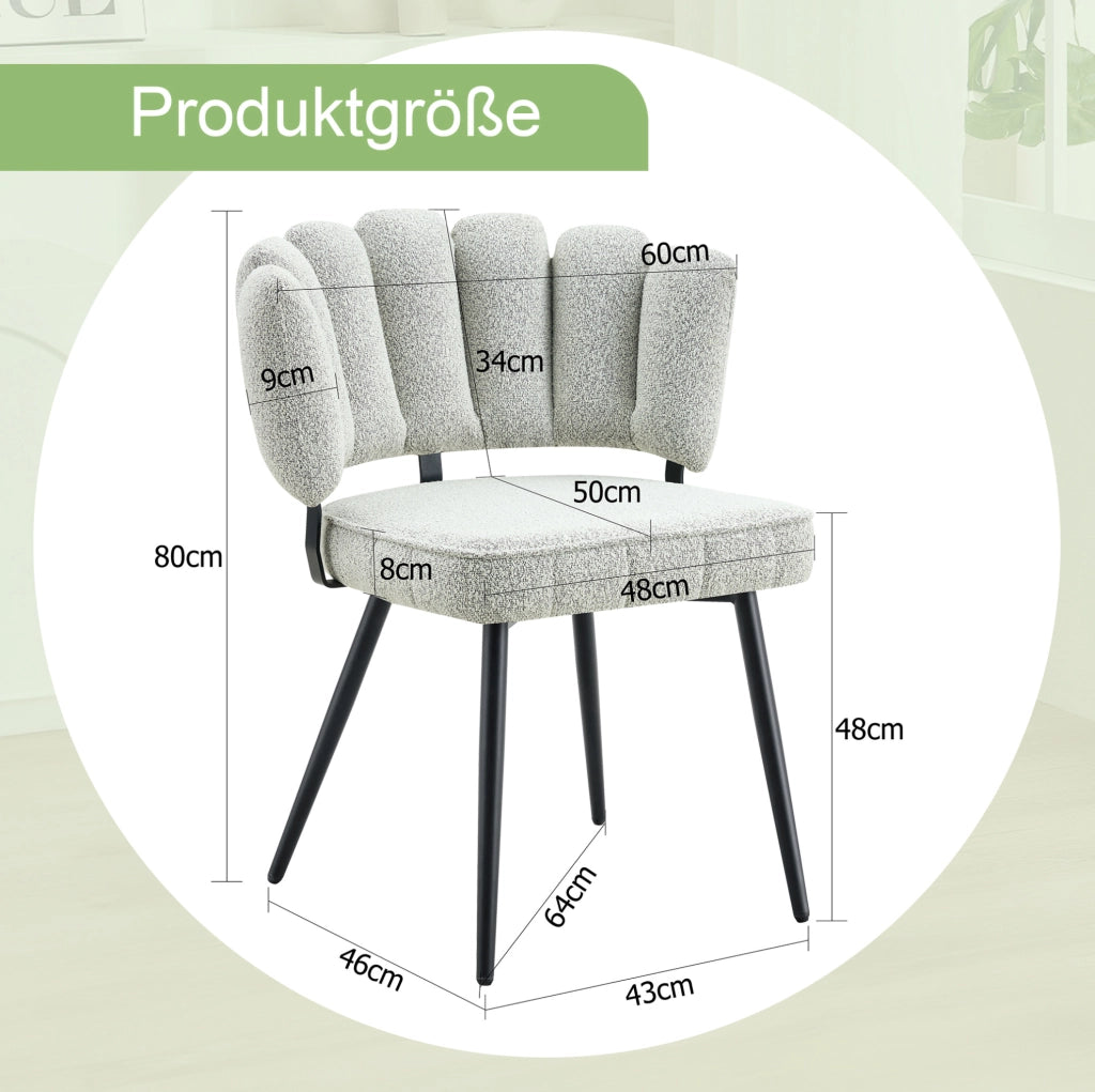 SEDIA Da pranzo Set da 2 pezzi 80 cm Tessuto grigio chiaro e metallo nero