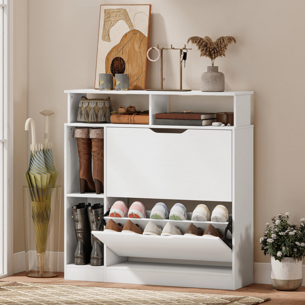Scarpiera con ante, cassetti e ripiani ¨C Minimal ¨C bianco