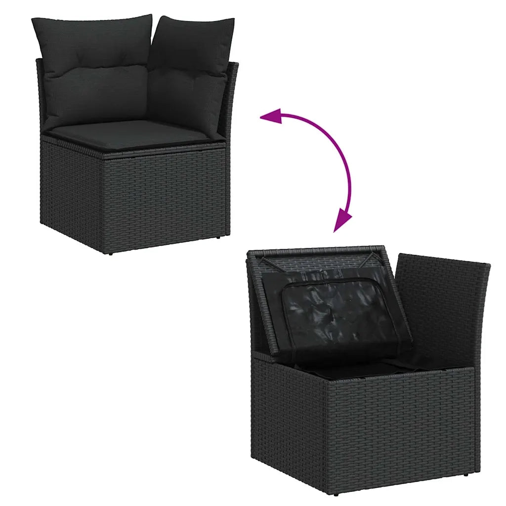 Set Divani da Giardino 5 pz | Set Salotto da Giardino con Cuscini in Polyrattan Nero