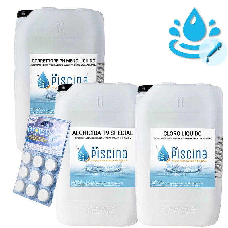 Kit Ph E Redox-cloro Control Per Mantenimento Acqua Piscina Con Flocculante In Pastiglie - Da 100 A 200 Mc