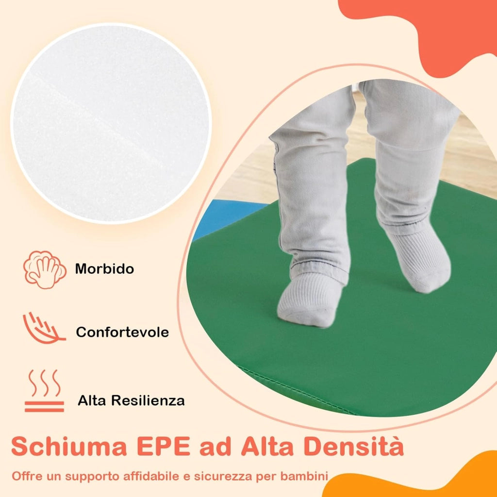 Set 7 Blocchi in Schiuma per Bambini, Set Gioco da Arrampicata con Rivestimento Rimovibile in Pelle Artificiale, Blocchi di Costruzione Morbidi per Bambini da Interno, Multi-Colore