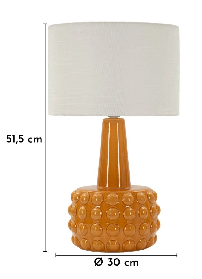 Lampada da Tavolo Gress Senape Ø30x51,5 cm in Ceramica e Ferro e Tessuto Senape e Bianco