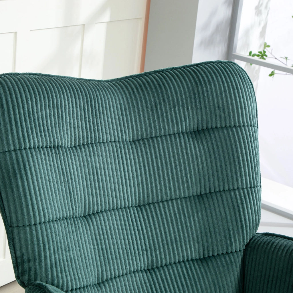 Poltrona a dondolo ¨C Minimal ¨C tessuto verde scuro, struttura in legno